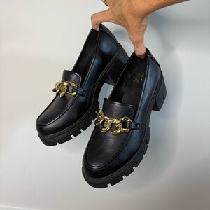 Womens Madden NYC Gold Chain Platform Loafer